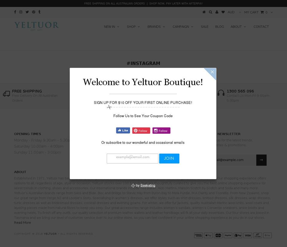 yeltuor.com.au shopify website screenshot