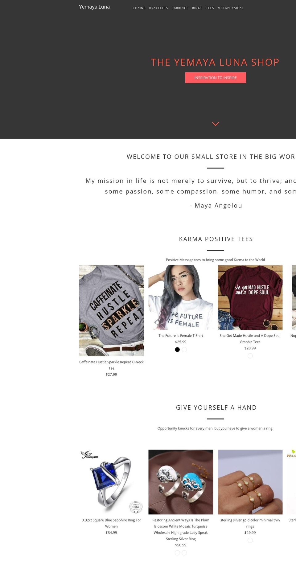 yemayaluna.com shopify website screenshot