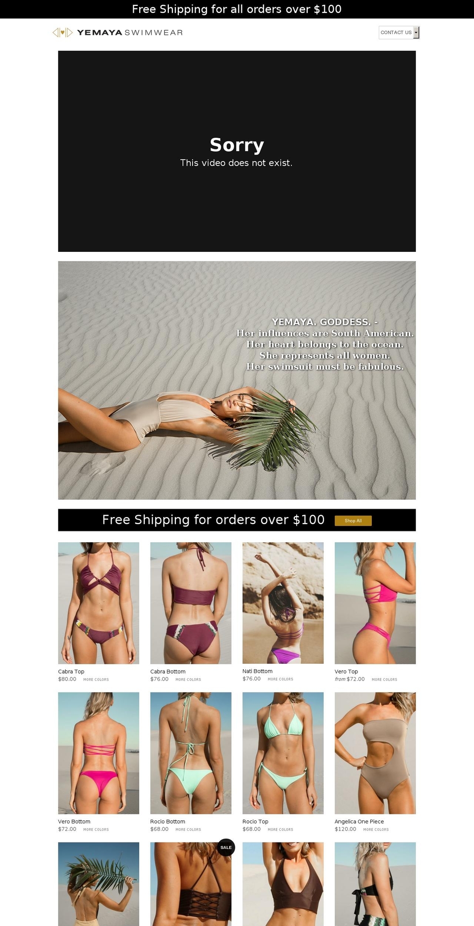 yemayaswimwear.com shopify website screenshot