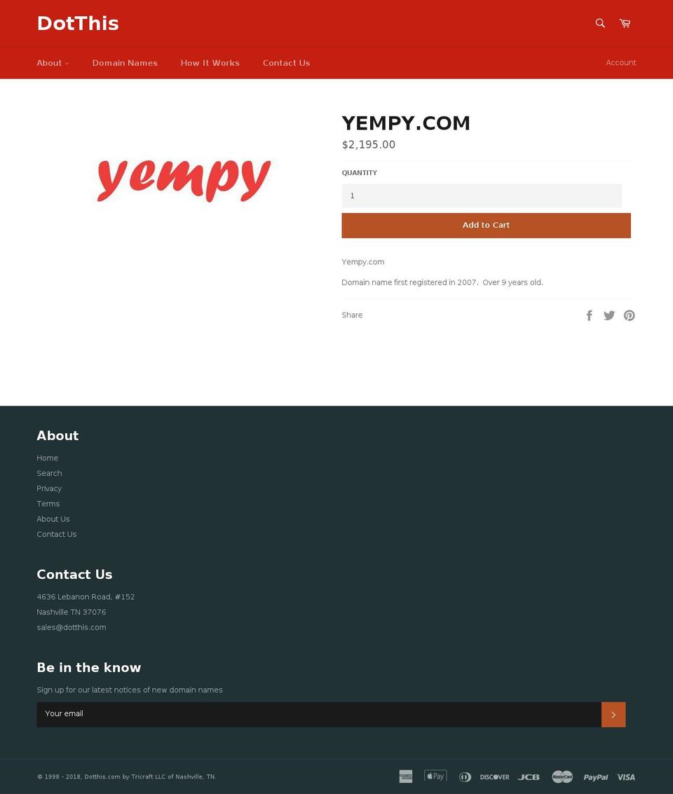 yempy.com shopify website screenshot