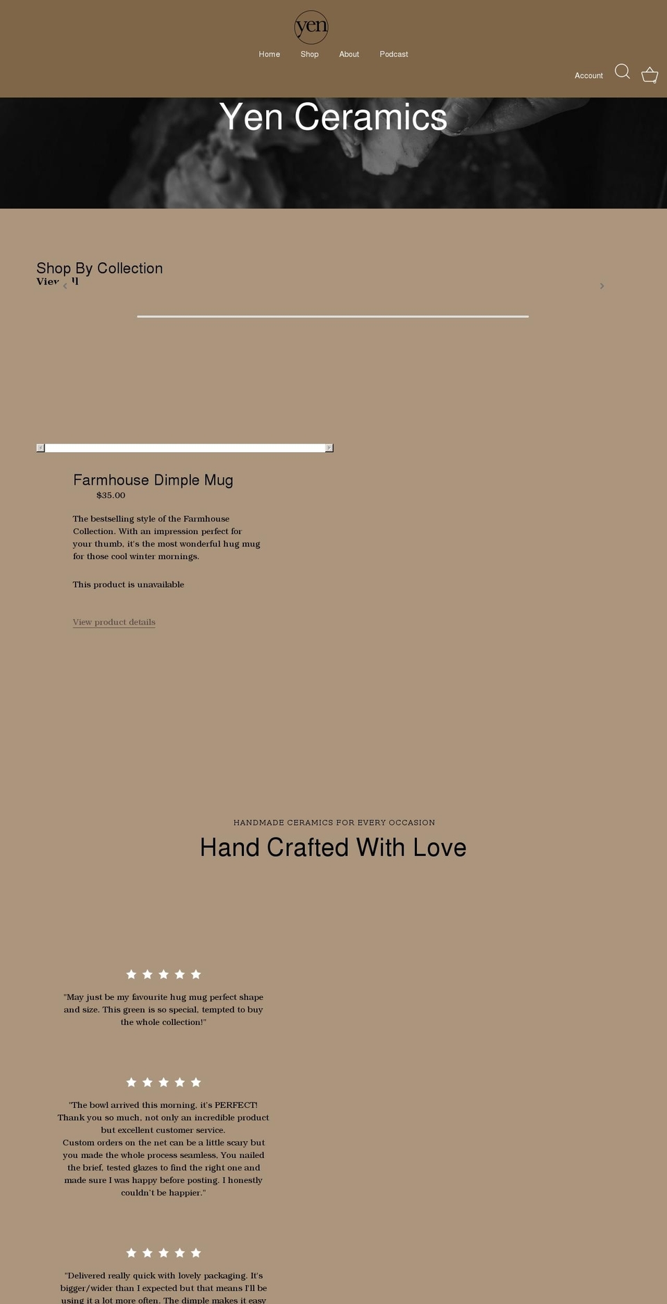 yenceramics.com.au shopify website screenshot