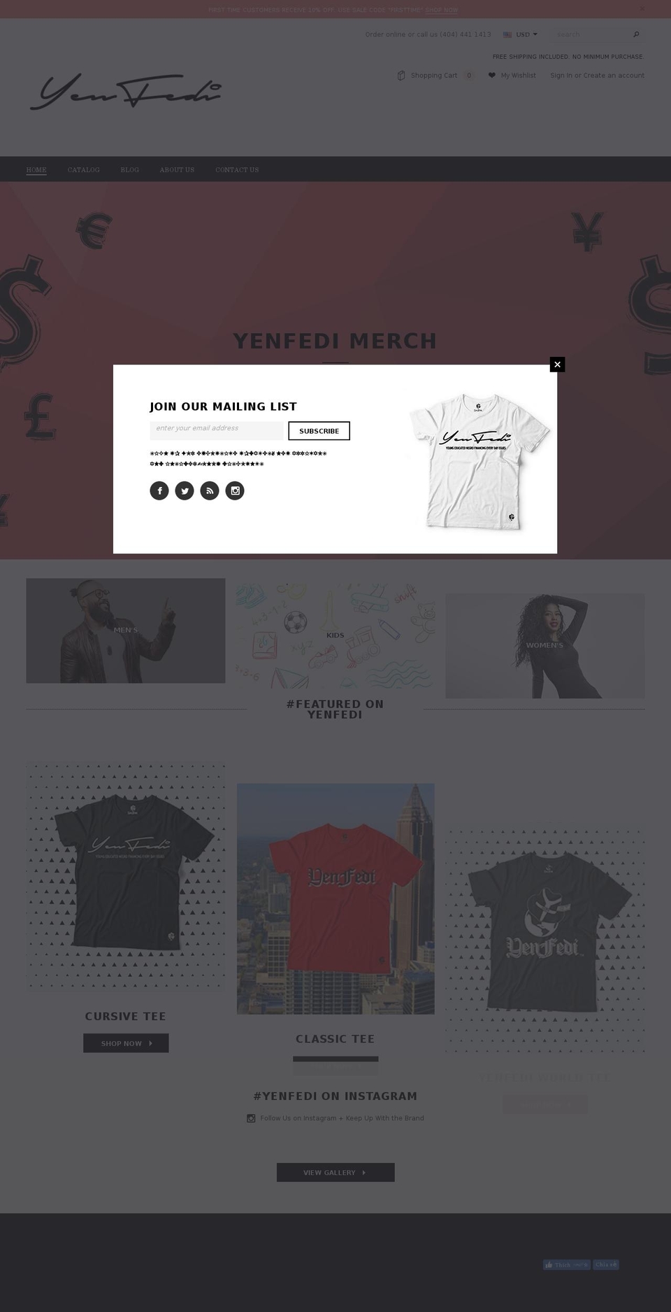 yenfedimerch.com shopify website screenshot