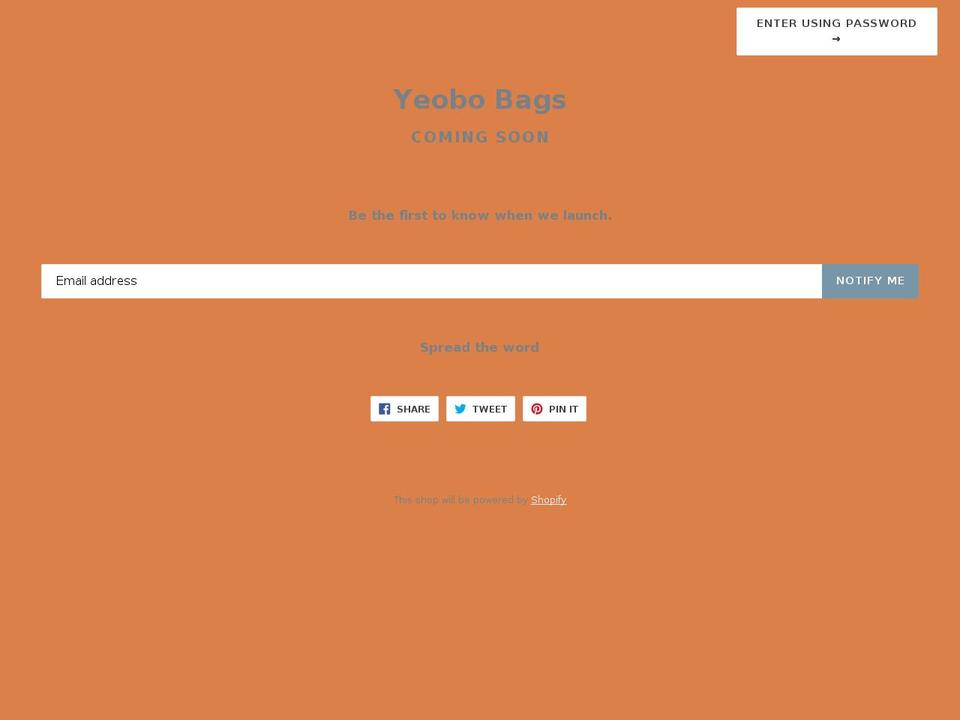 yeobobags.com — Shopify storefront screenshot