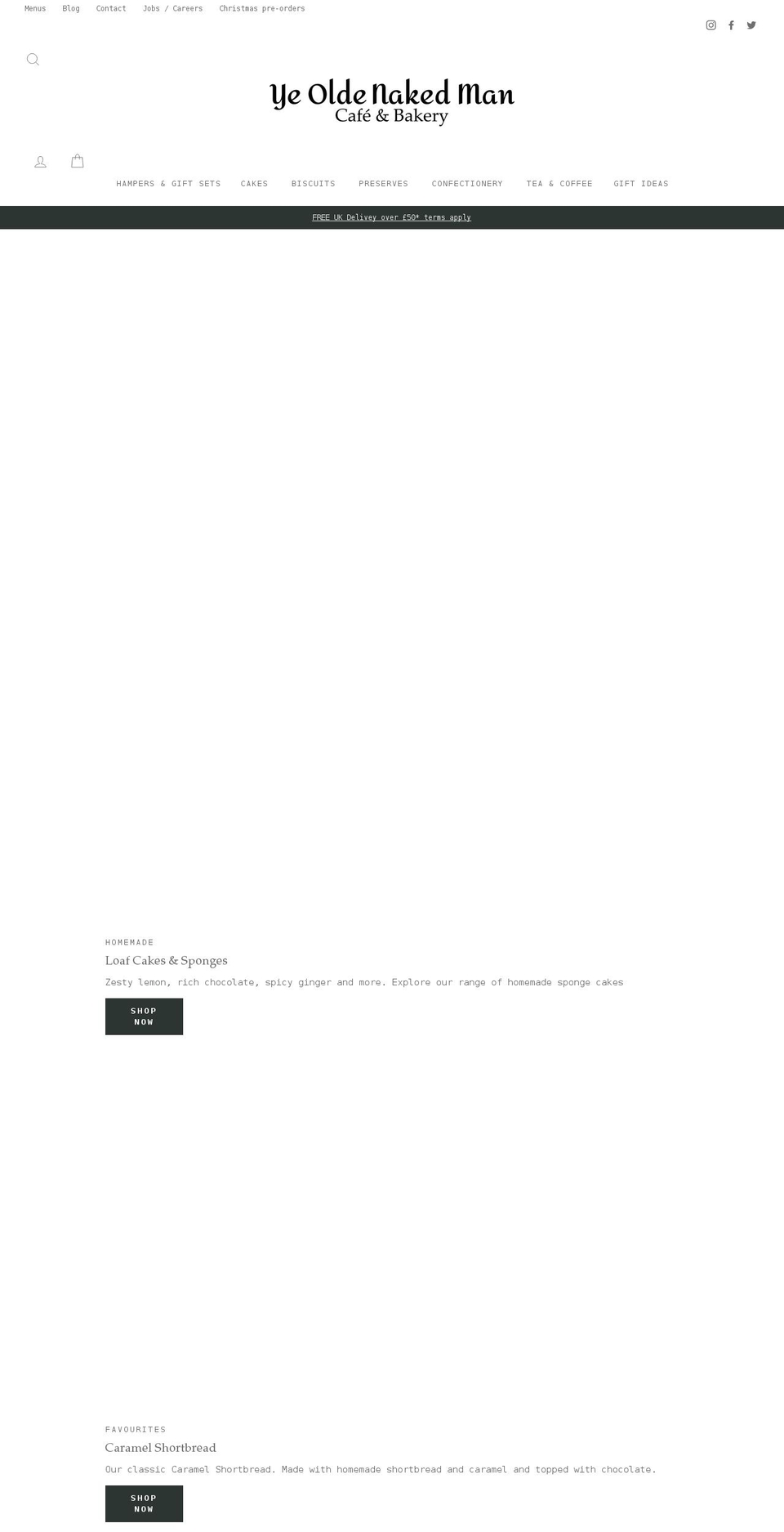 yeoldenakedmancafe.com shopify website screenshot