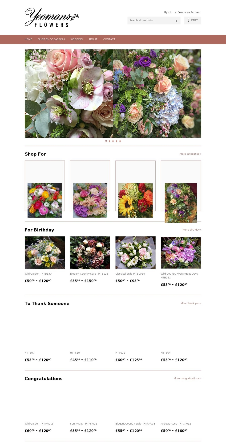 yeomansflowers.co.uk shopify website screenshot