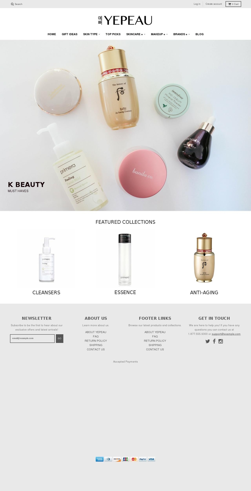 yepeau.com shopify website screenshot