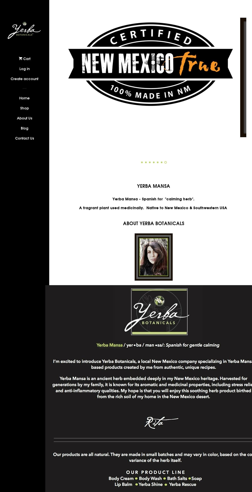 yerbabotanicals.com shopify website screenshot