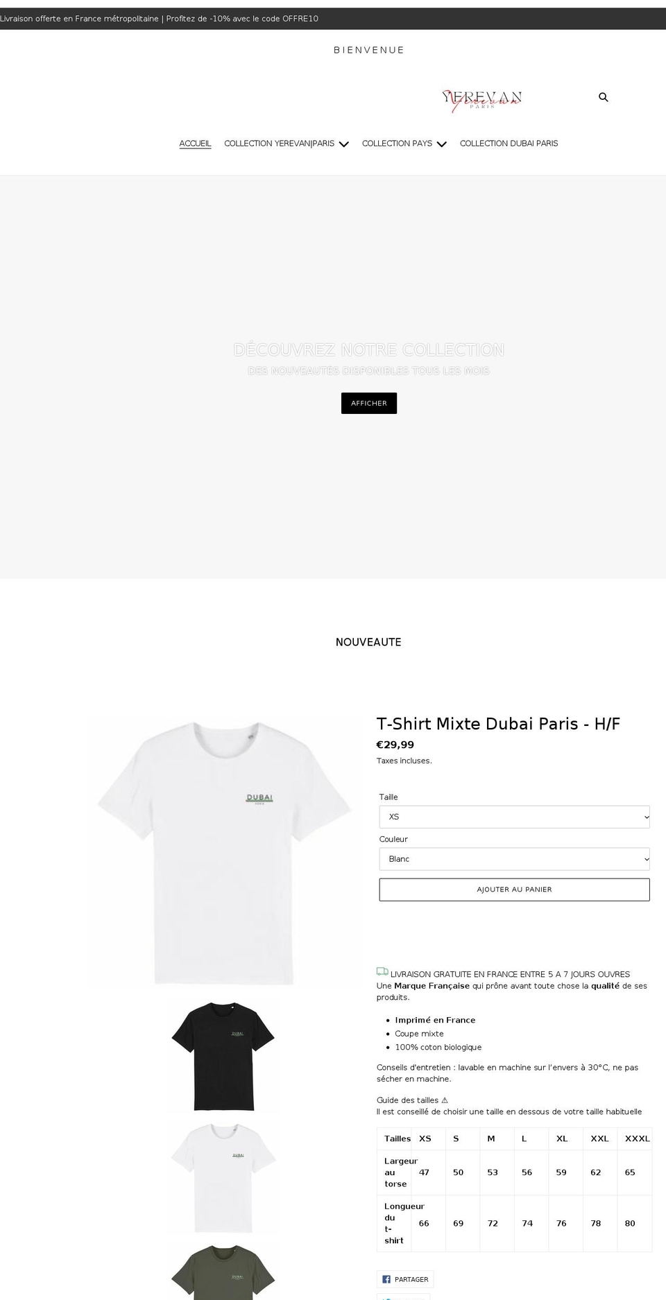 yerevan-paris.com shopify website screenshot