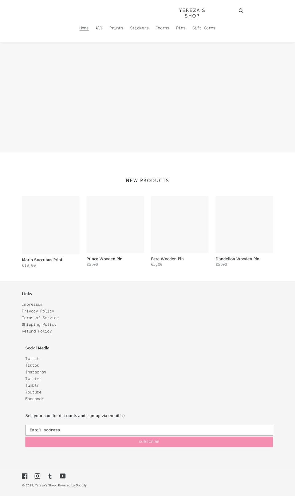 yereza.shop shopify website screenshot