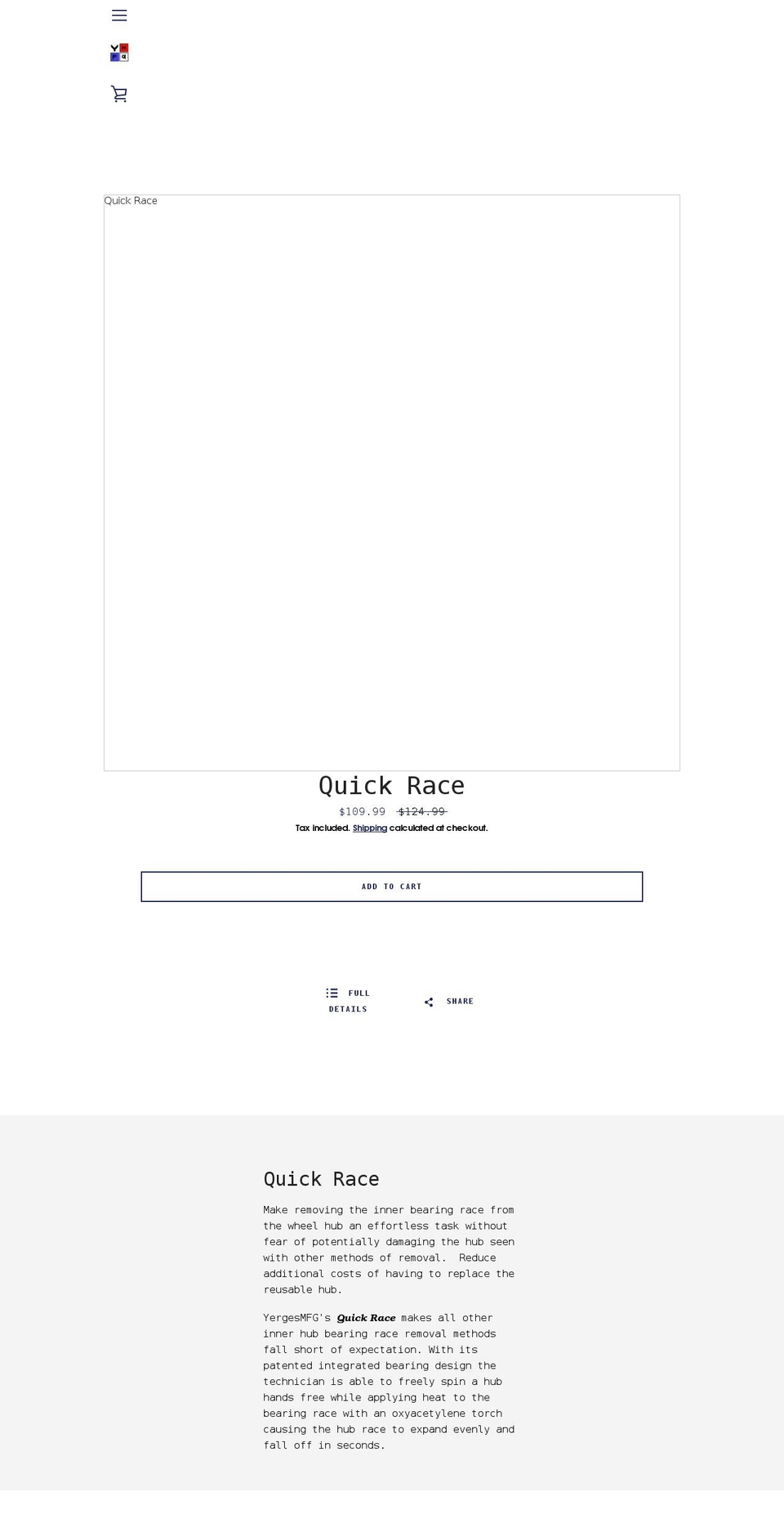 yergesmfg.com shopify website screenshot