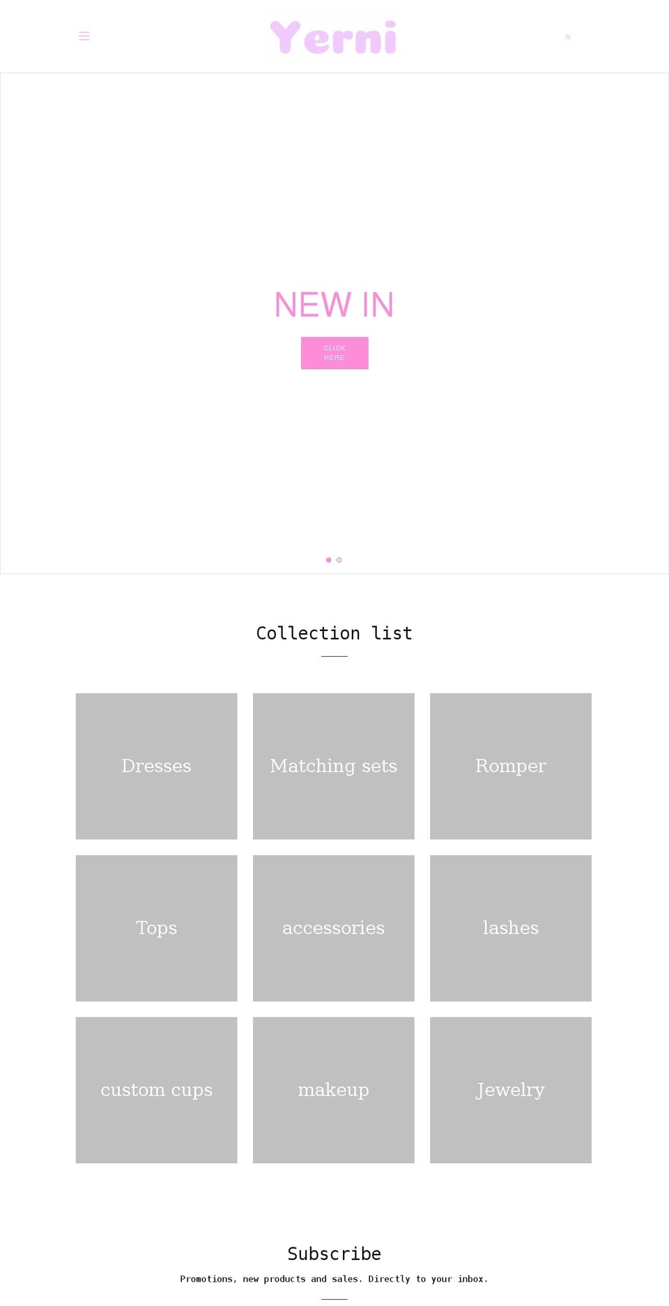 yernilashes.com shopify website screenshot