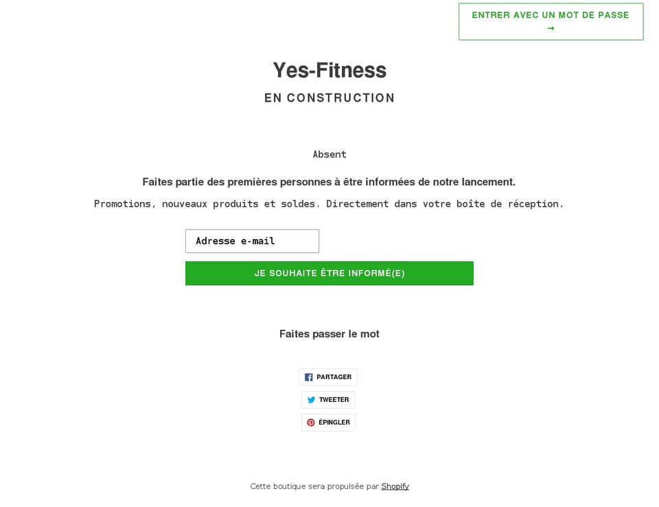 yes-fitness.com shopify website screenshot