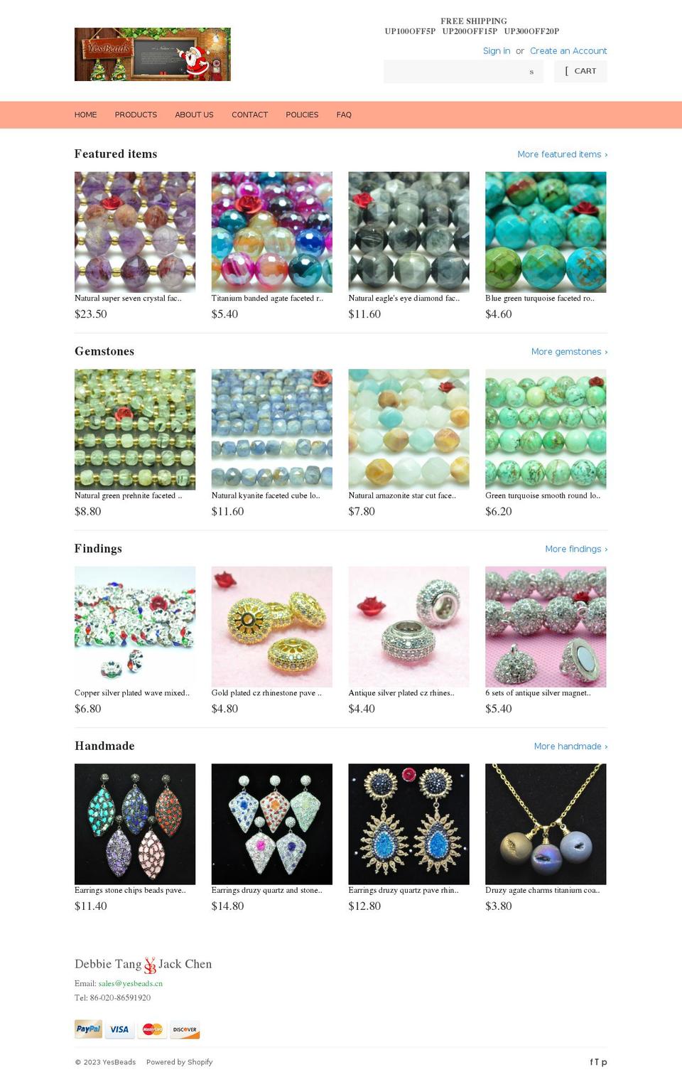 yesbeads.cn shopify website screenshot