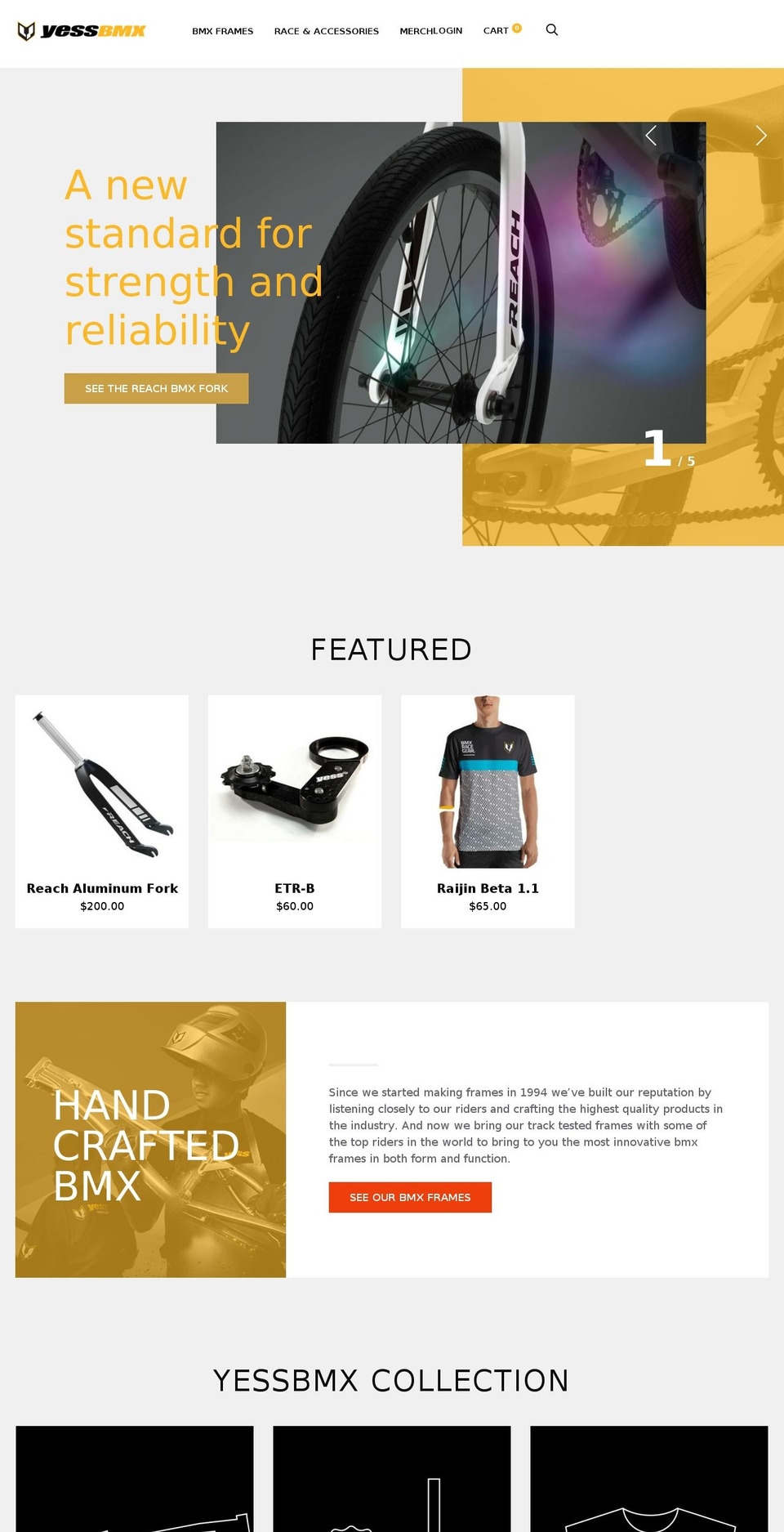 yesbmx.com — Shopify storefront screenshot