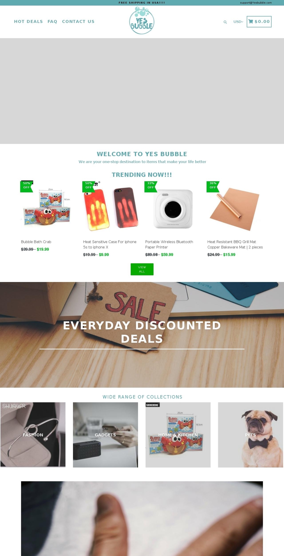 yesbubble.com — Shopify storefront screenshot
