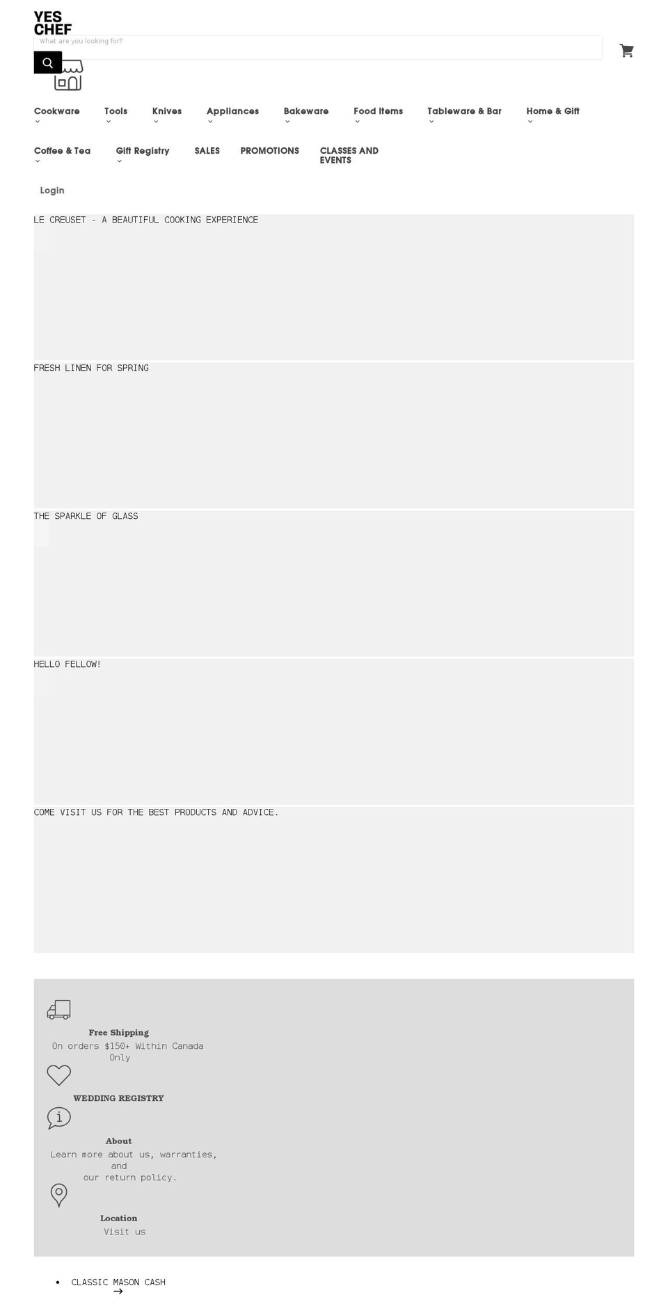 yeschef.ca shopify website screenshot