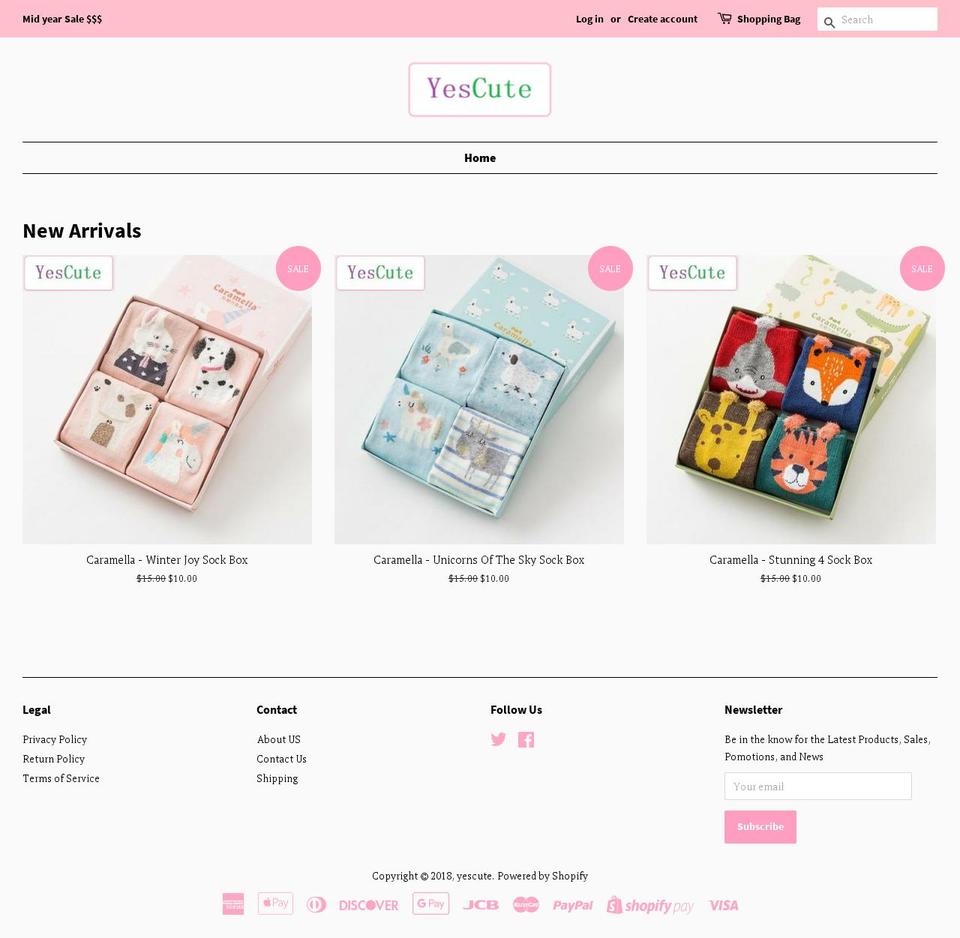yescute.com — Shopify storefront screenshot