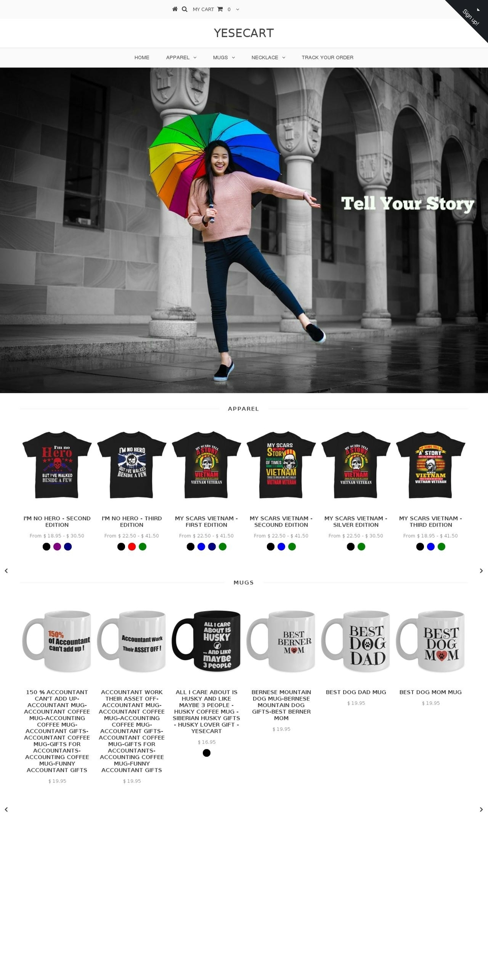 yesecart.com shopify website screenshot