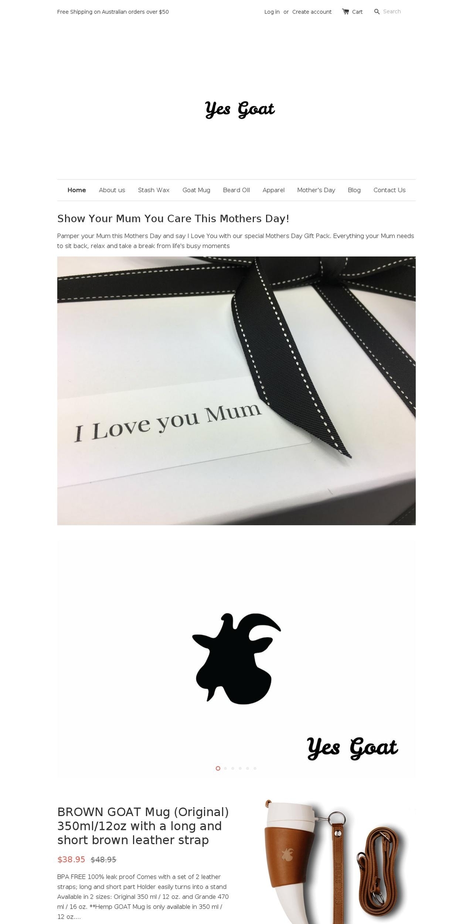 yesgoat.com shopify website screenshot