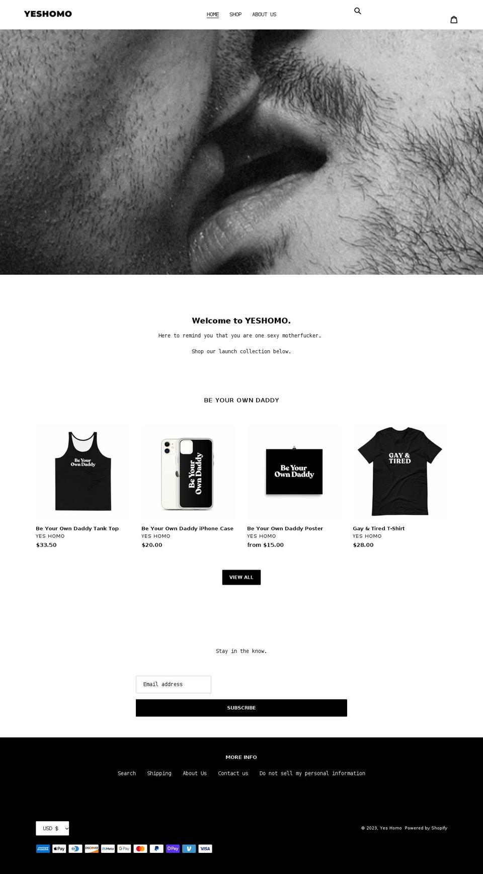 yeshomo.co shopify website screenshot