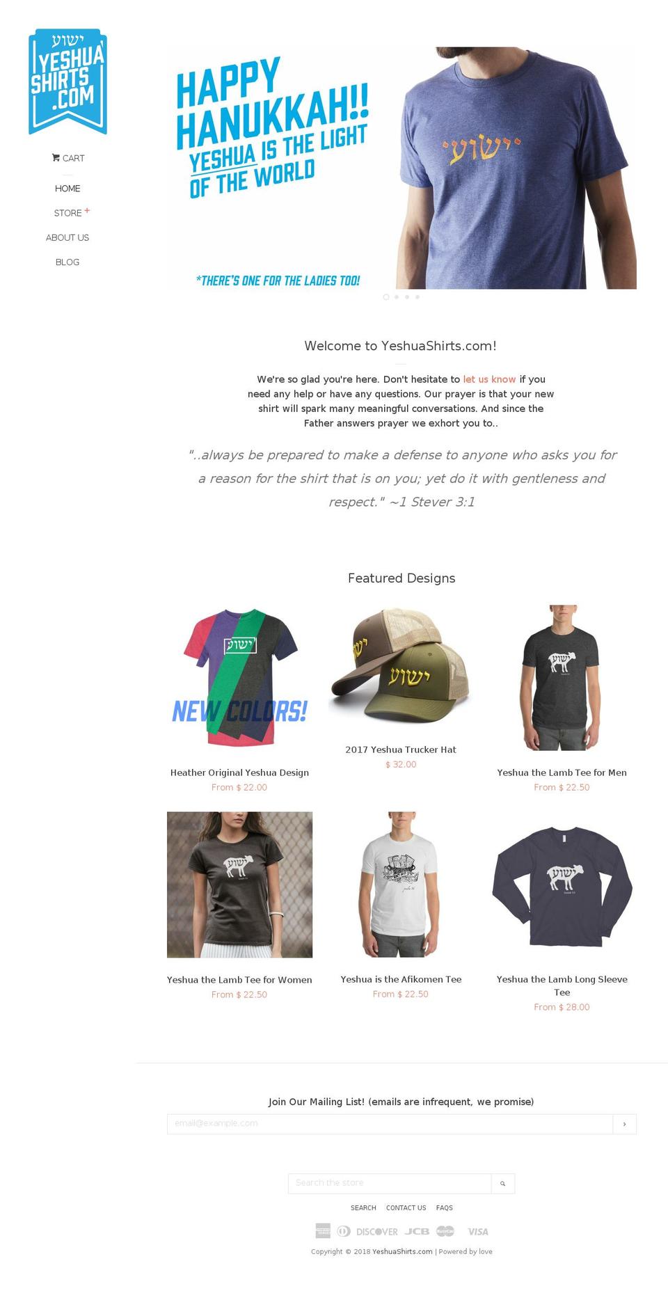 yeshuatees.com — Shopify storefront screenshot