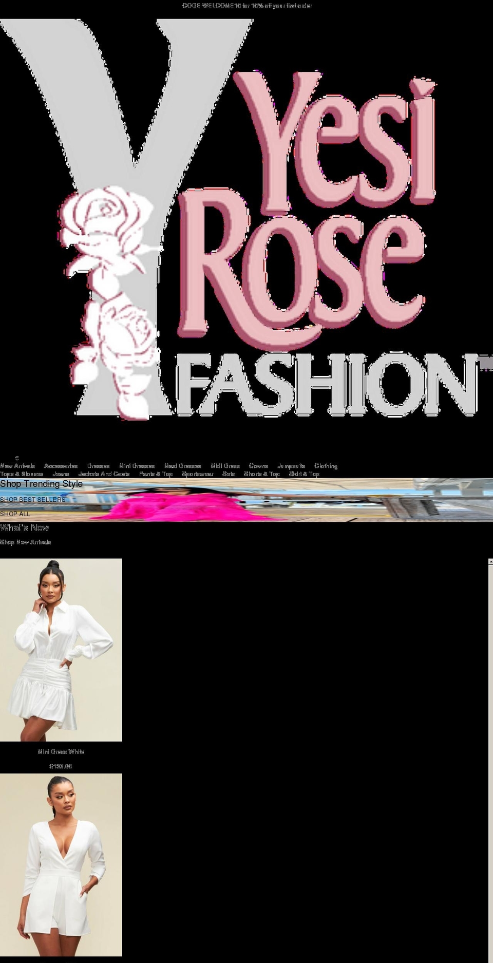 yesirosefashion.com — Shopify storefront screenshot