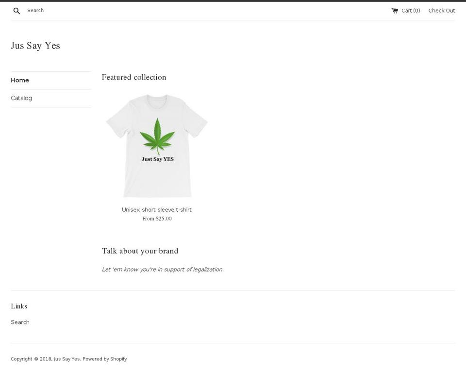 yesjustsayyes.com — Shopify storefront screenshot