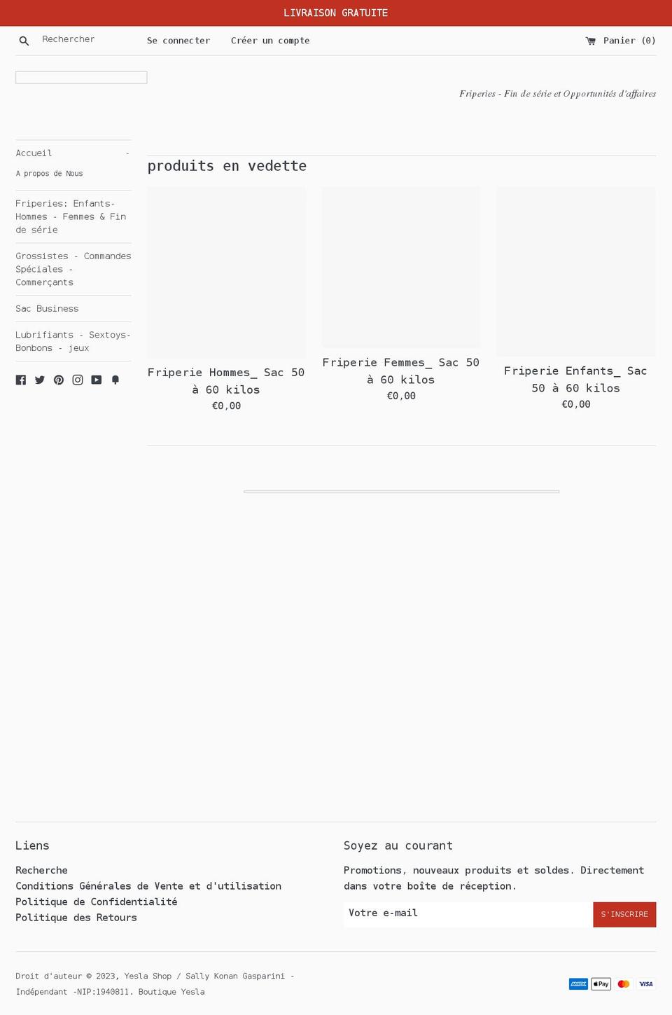 yeslashop.com shopify website screenshot