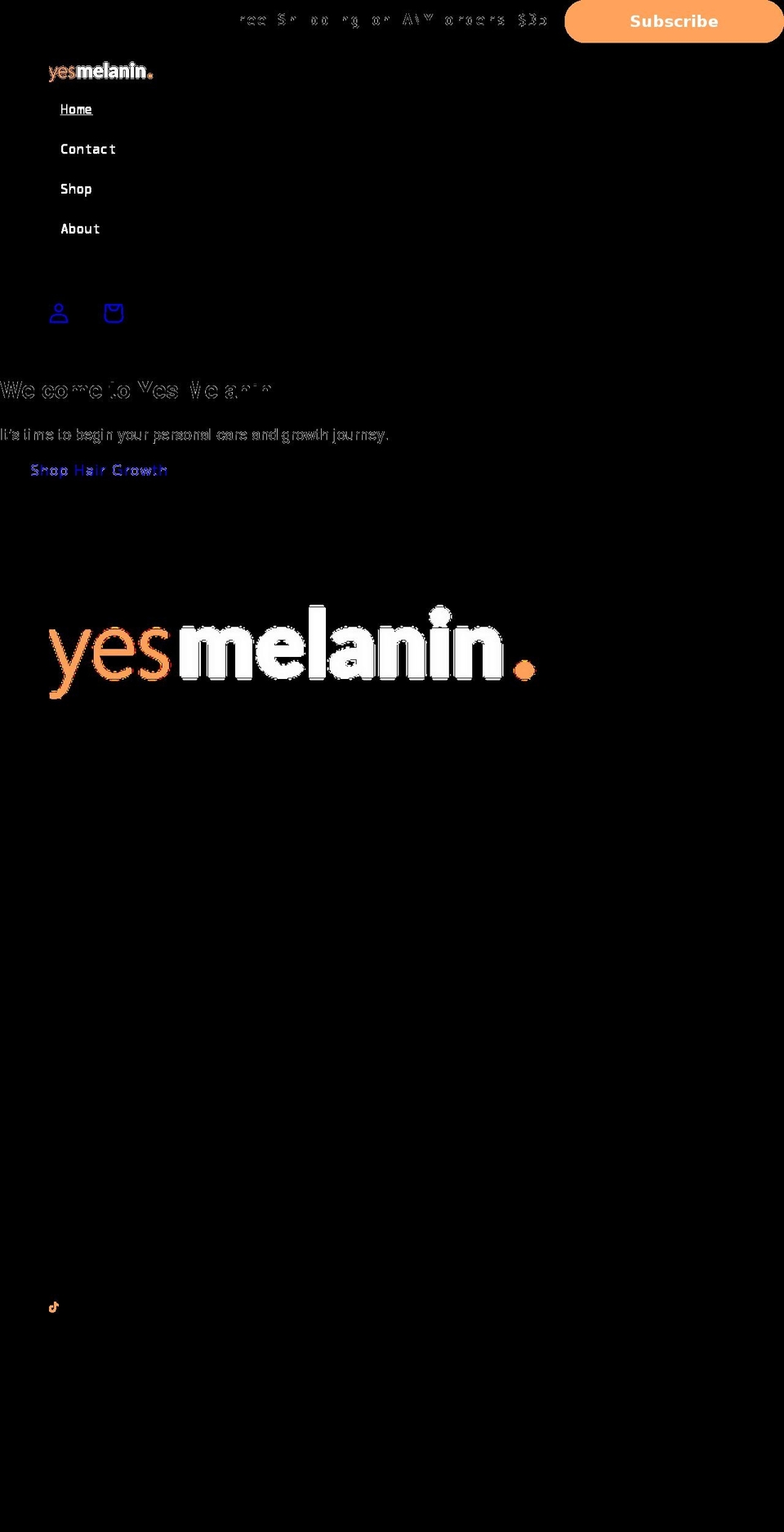 yesmelanin.com shopify website screenshot