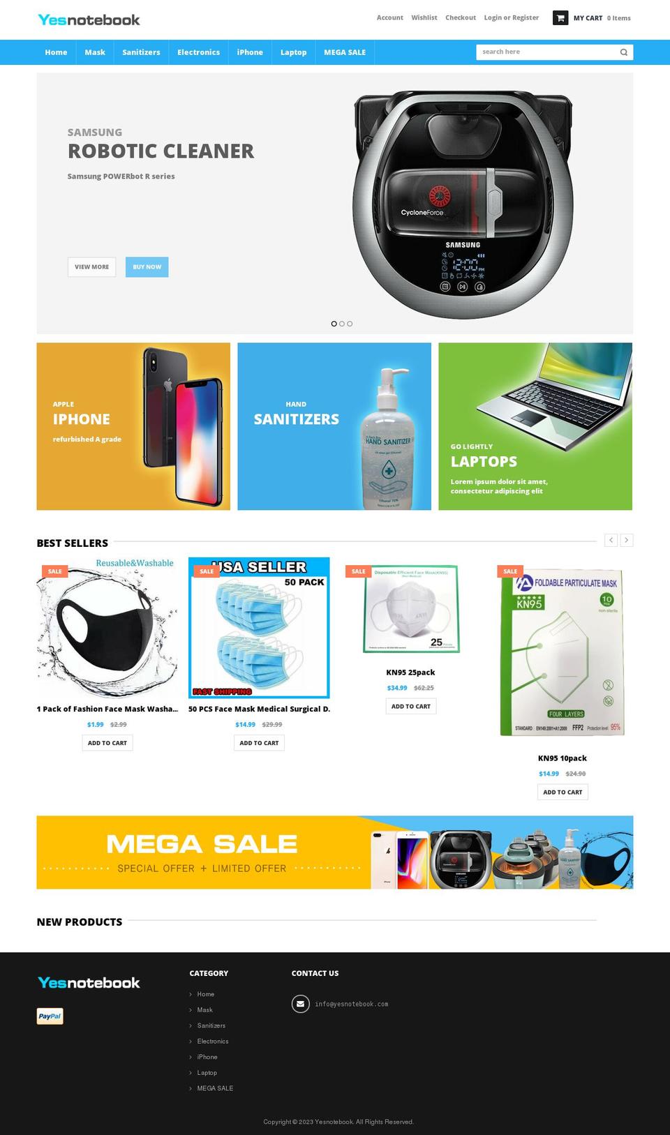 yesnotebook.com shopify website screenshot