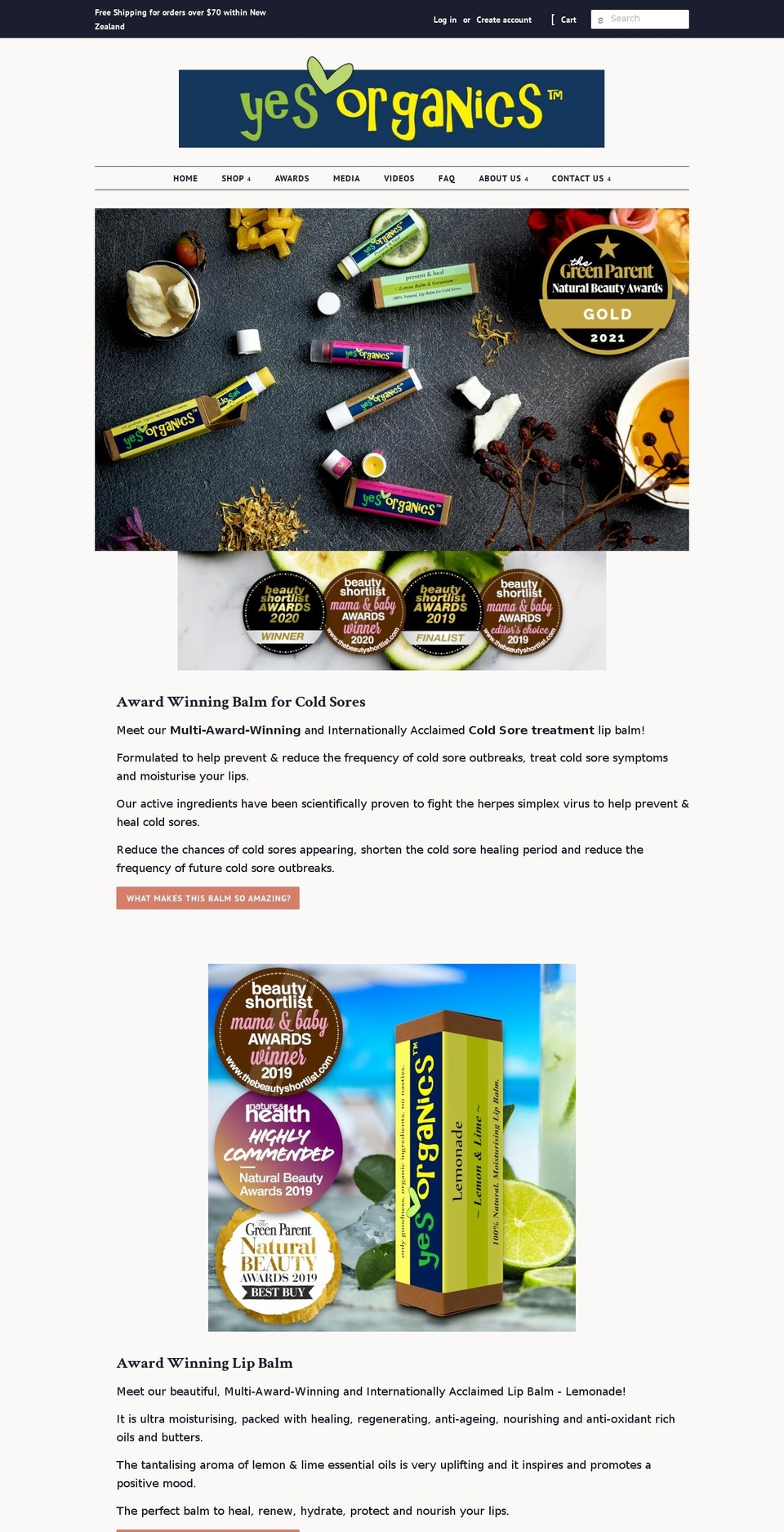 yesorganics.nz shopify website screenshot