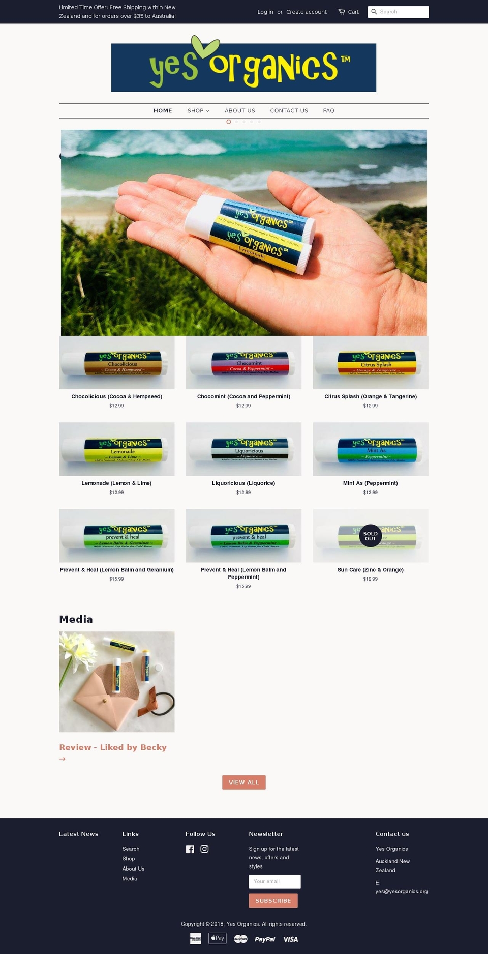 yesorganics.org shopify website screenshot