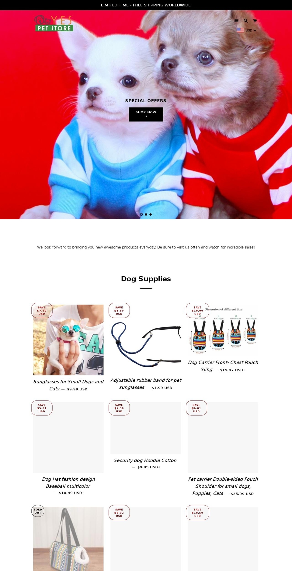 yespetstore.com — Shopify storefront screenshot