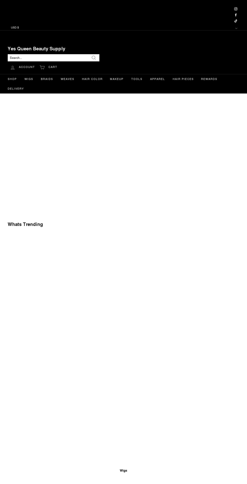 yesqueenbeautysupply.com shopify website screenshot