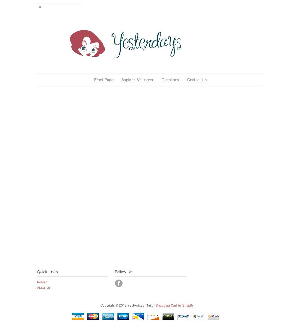 yesterdays.org.au shopify website screenshot