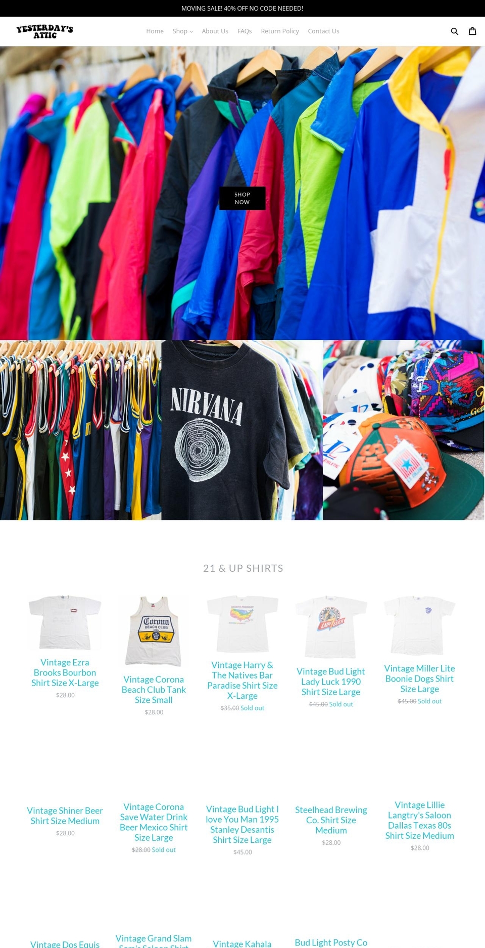 yesterdaysattic.com shopify website screenshot