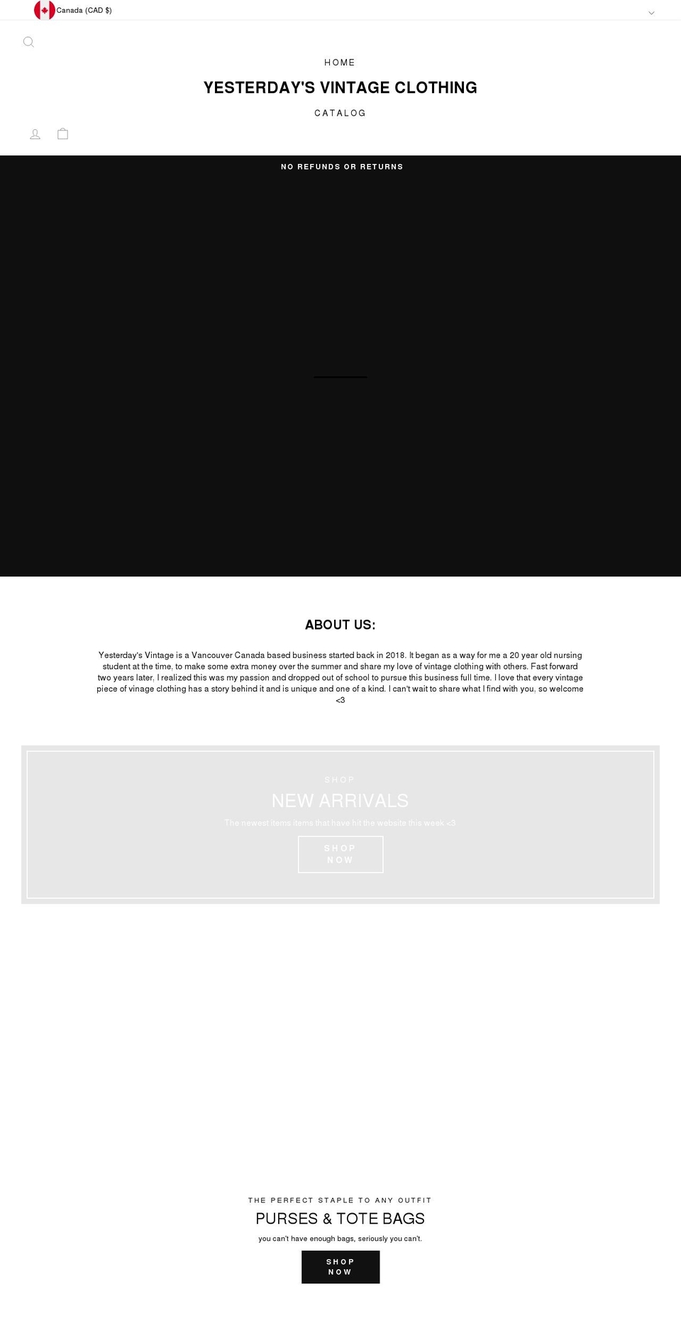 yesterdayssvintage.com shopify website screenshot