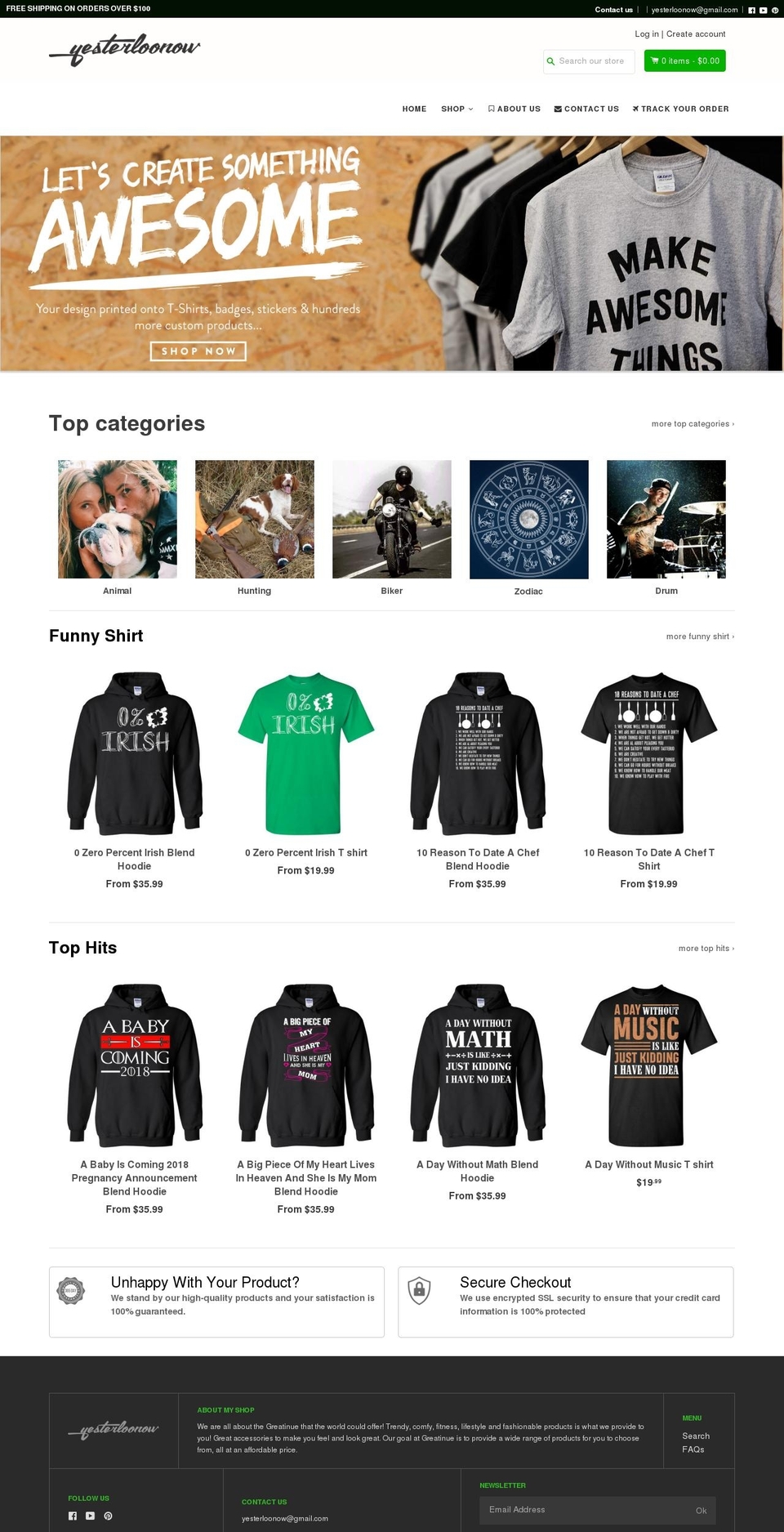 yesterloonow.com — Shopify storefront screenshot