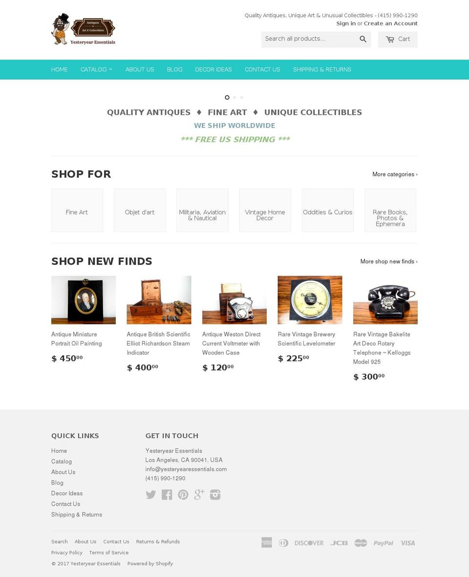 yesteryearessentials.com shopify website screenshot
