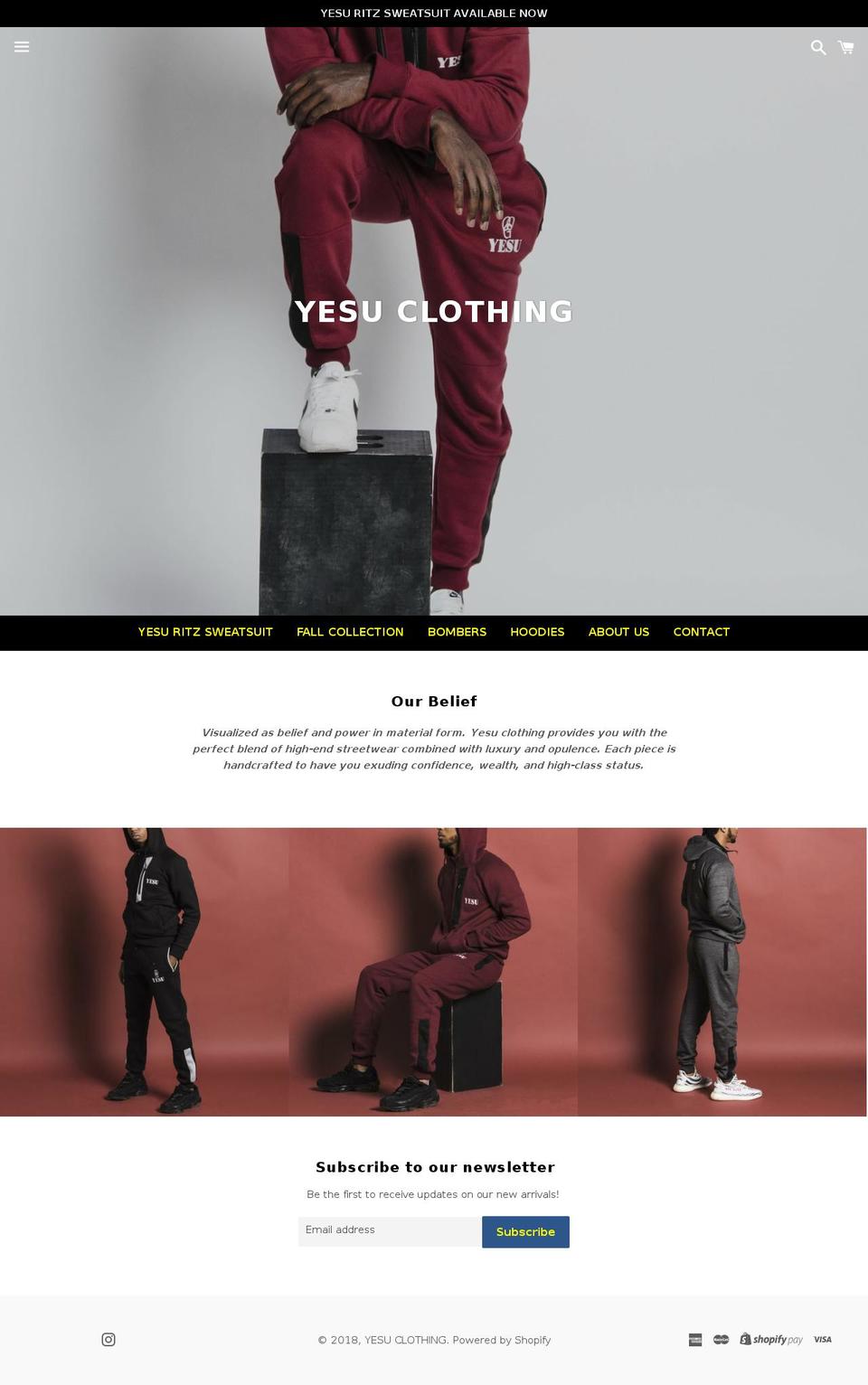 yesuclothing.com — Shopify storefront screenshot
