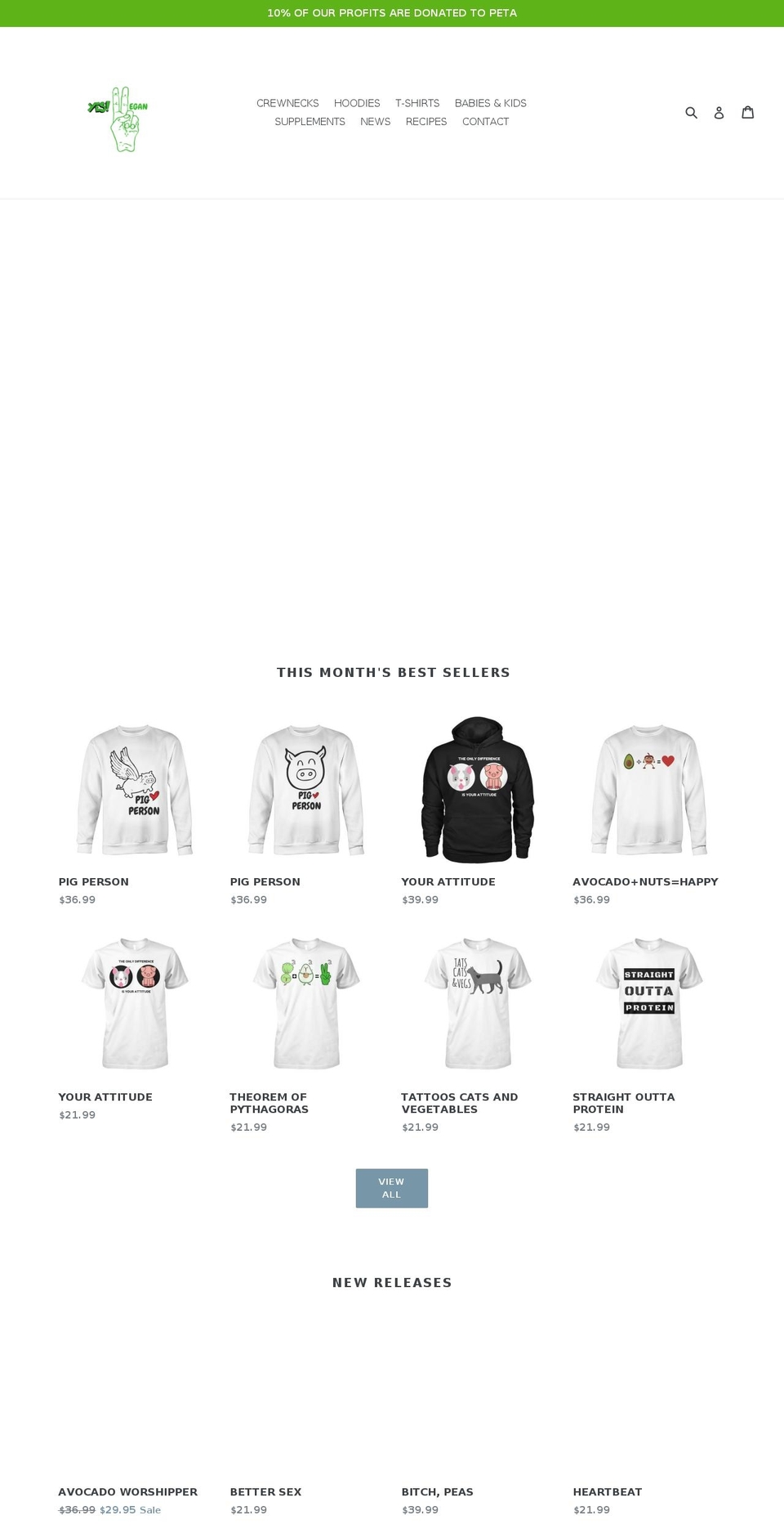 yesvegan.net shopify website screenshot