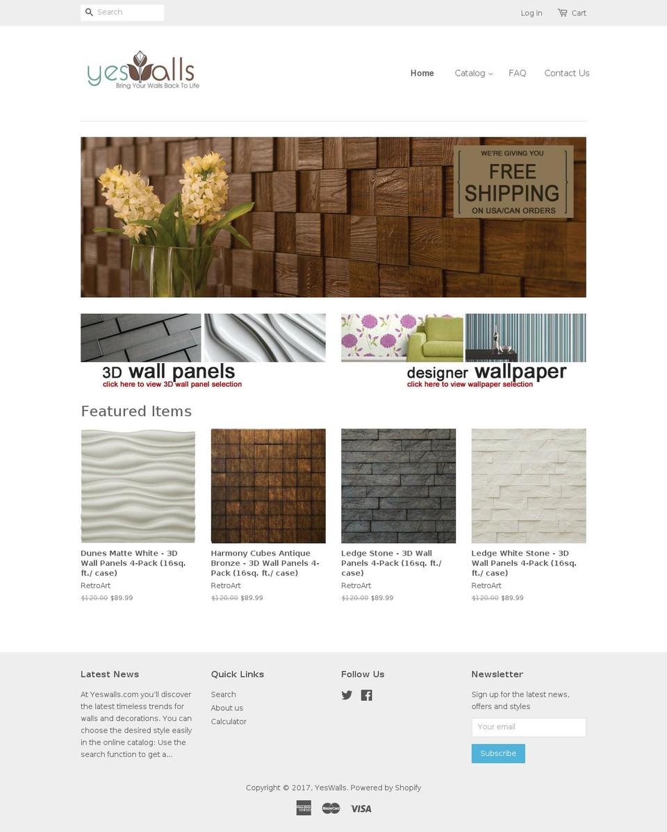 yeswalls.com shopify website screenshot