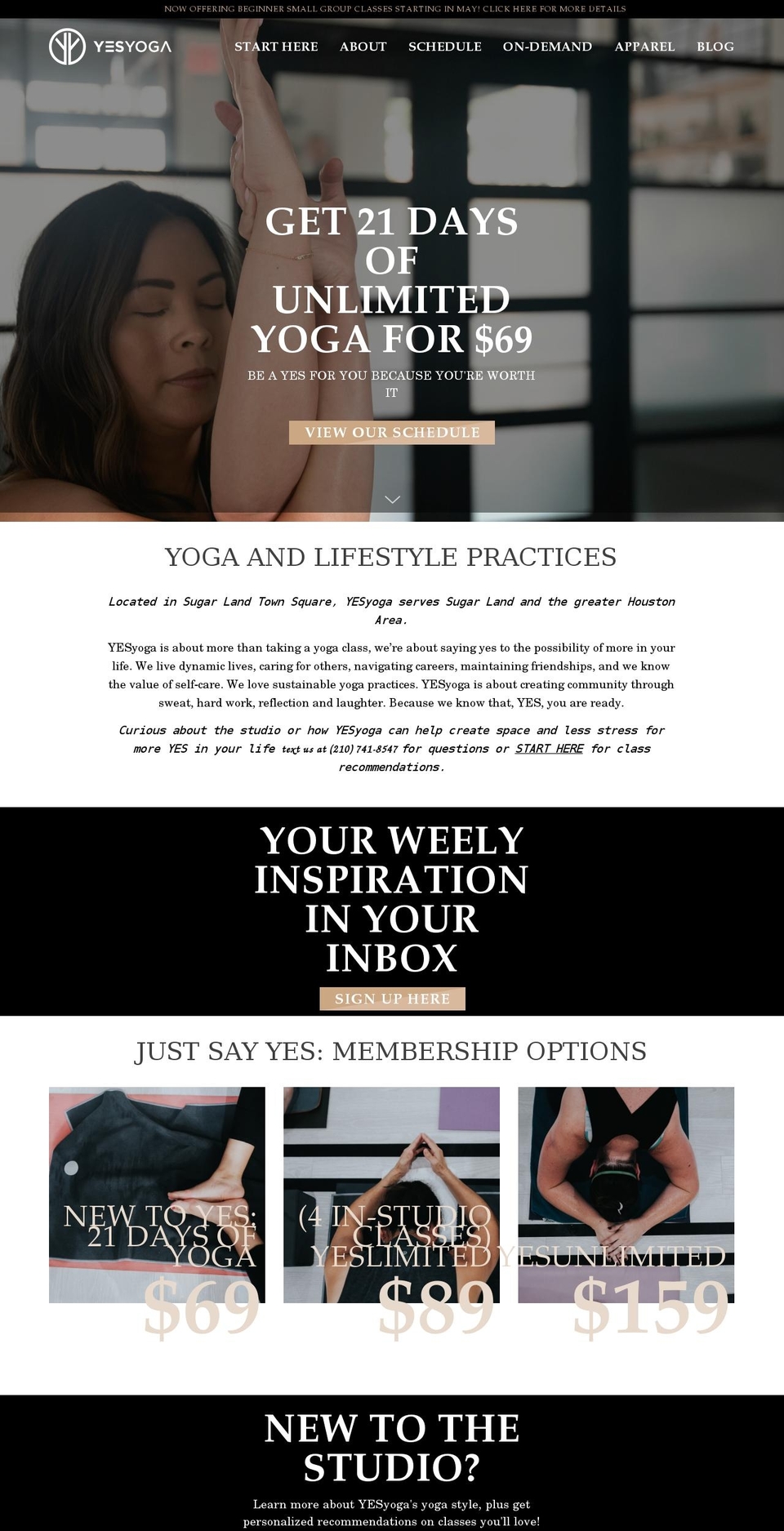 yesyogastudio.com — Shopify storefront screenshot