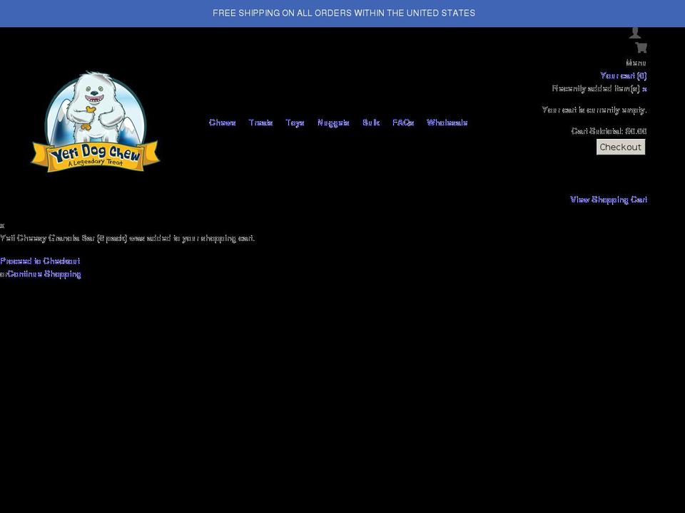 yeti.pet shopify website screenshot