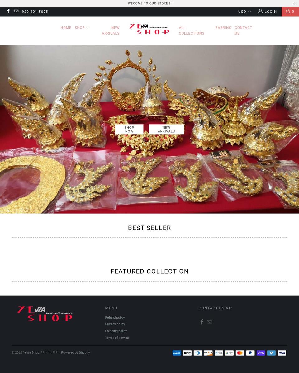 yewa.shop shopify website screenshot