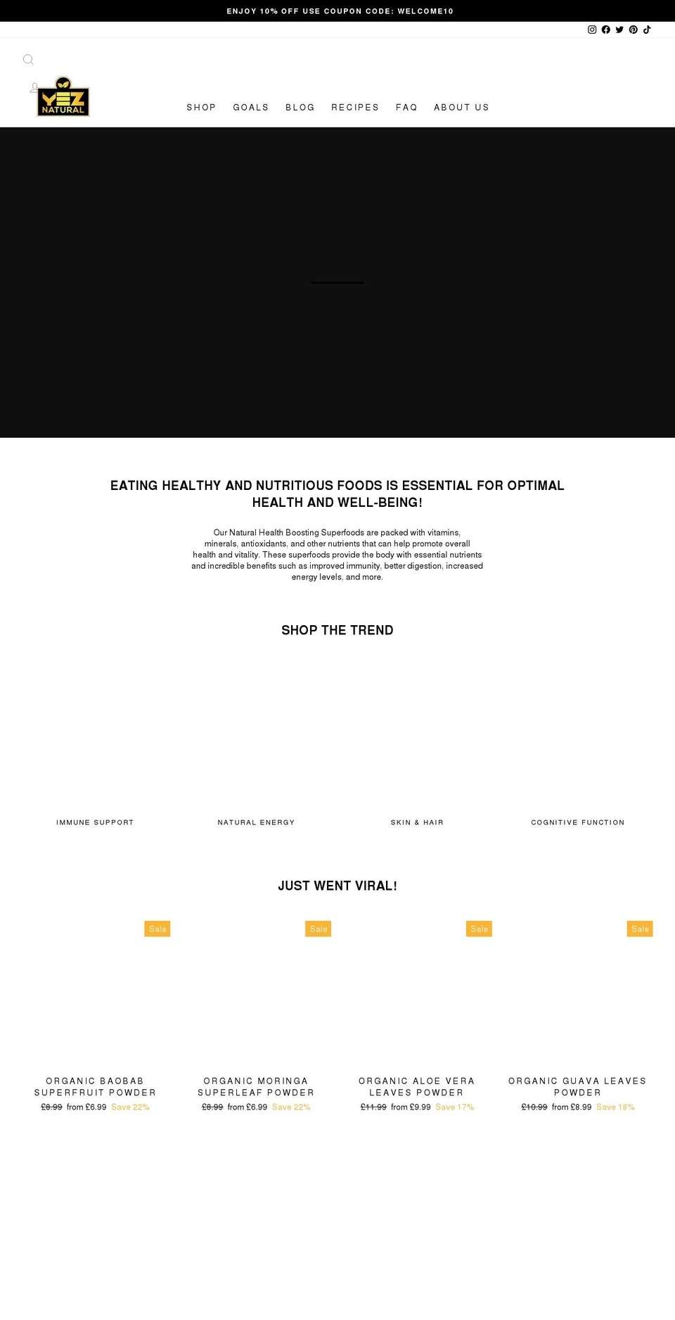 yeznatural.com shopify website screenshot