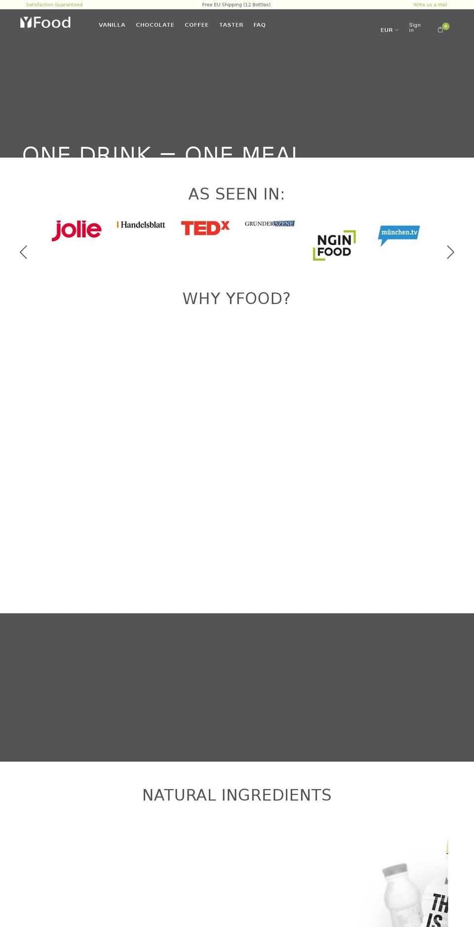 yfood.eu shopify website screenshot