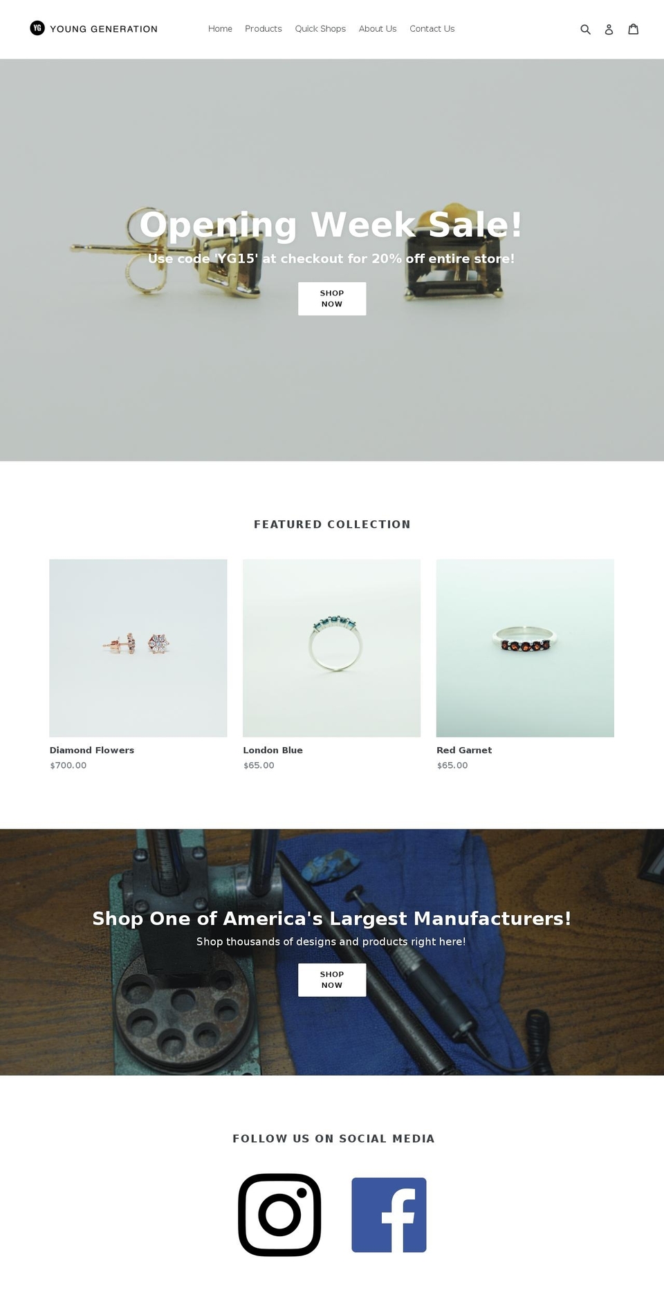 ygjewelry.com shopify website screenshot