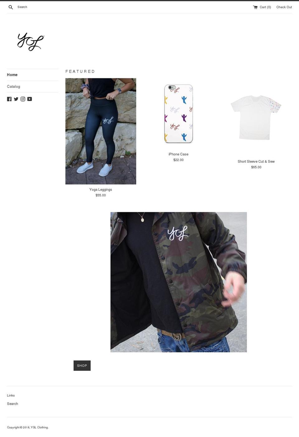 yglclothing.com — Shopify storefront screenshot