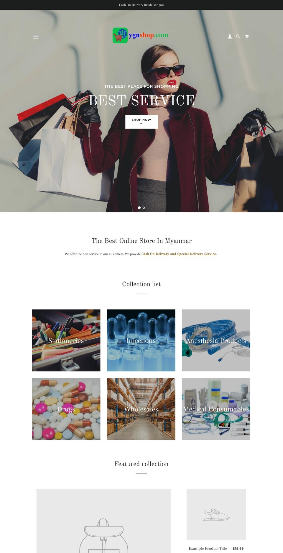 ygnshop.com — Shopify storefront screenshot